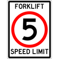 Carpark Sign - Forklift Speed Limit 5 3.5 kg 300x450 material Poly ES-CSFSL5-P-300X450