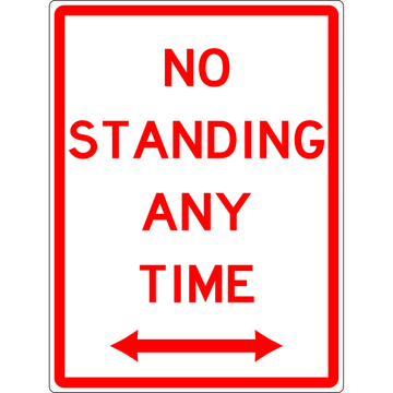 Carpark Sign - No Standing Any Time Double Arrow 3.5 kg 300x450 material Poly ES-CSNSATDA-P-300X450