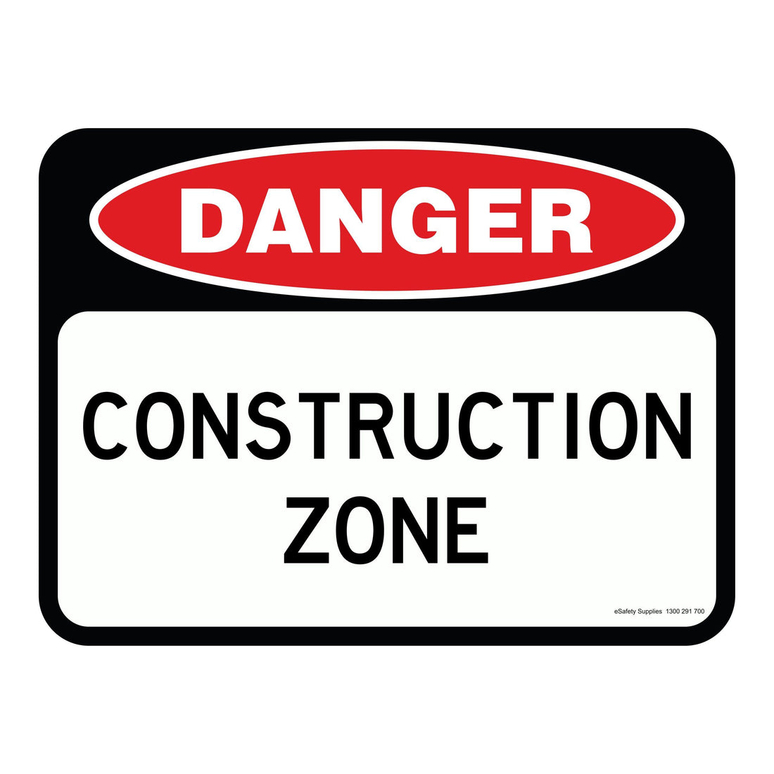 Danger Sign - Construction Zone 3.5 kg 300mm x 450mm