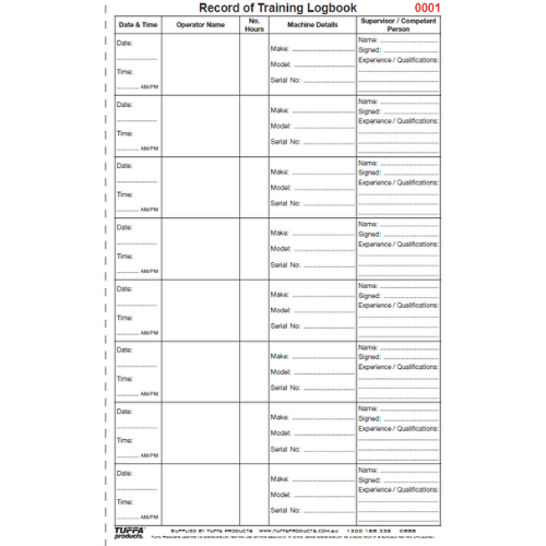 Record of Training Logbook – eSafety Supplies