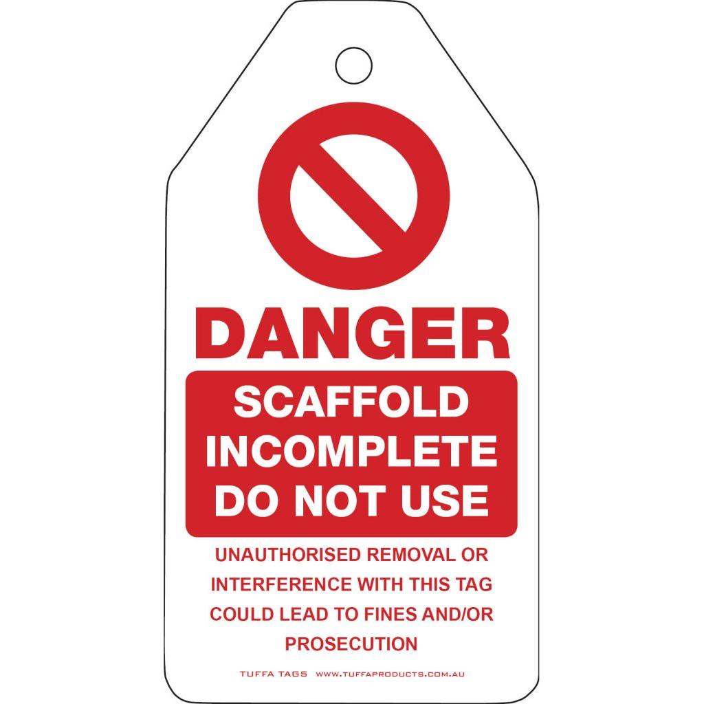 Danger Scaffold Incomplete Tags (packs of 100) 1.05 kg