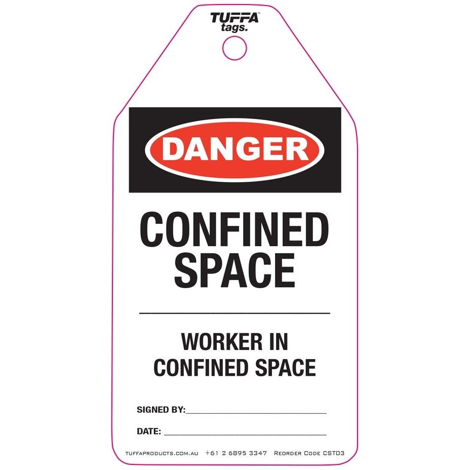 Danger Worker In Confined Space Tags (packs of 100)