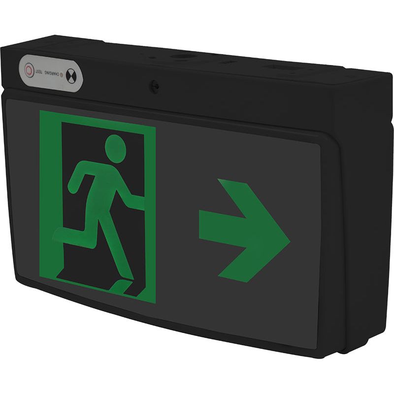 LED Quickfit Exit Light Black 4W 345x80x205mm (Lithium Battery) 3.5 kg
