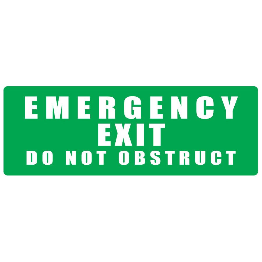 Emergency Exit - Do Not Obstruct | GREEN - 320x120mm 3.5 kg