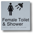 Braille Sign - Female Toilet & Shower - 180x180mm 3.5 kg