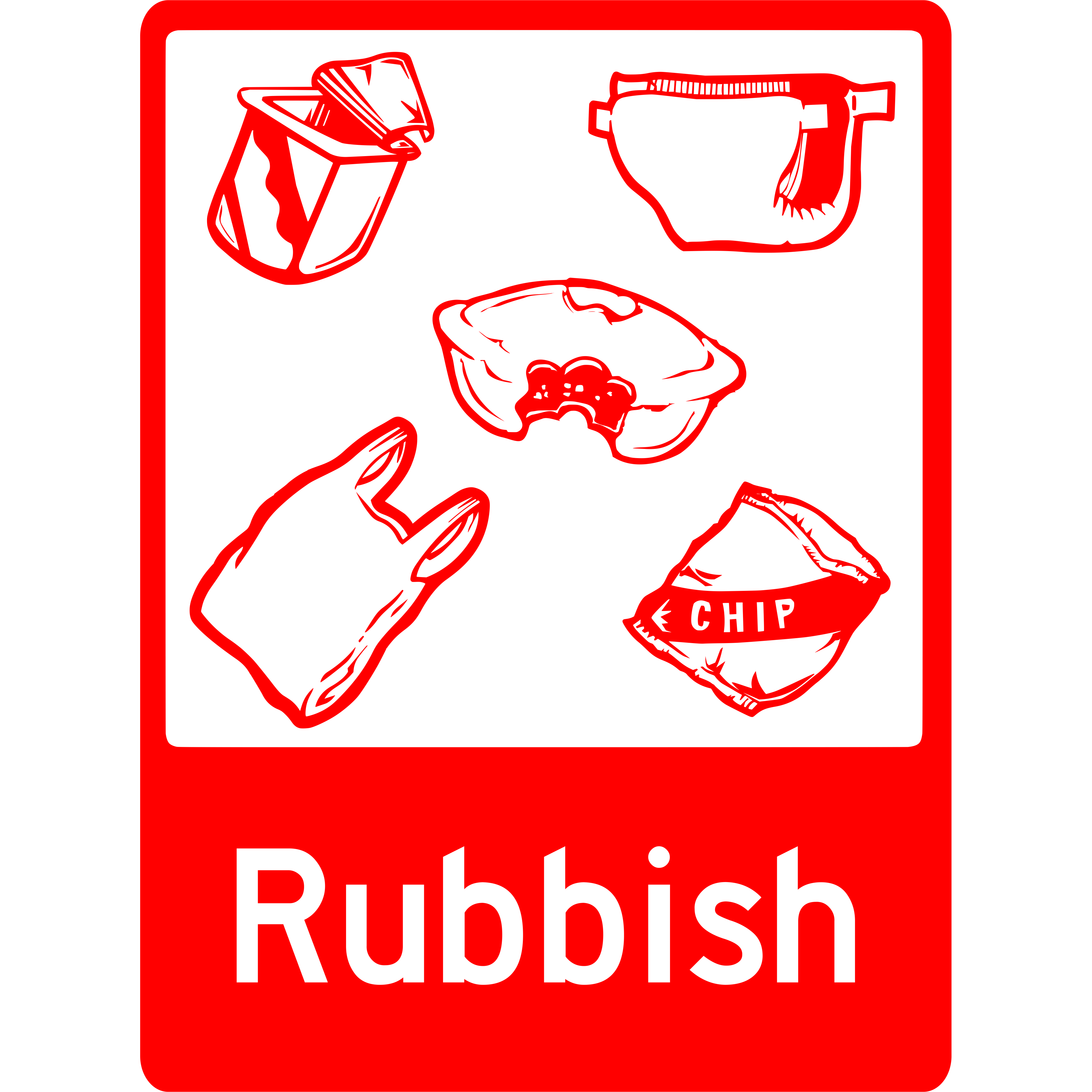 General Sign - Rubbish Red & White – eSafety Supplies