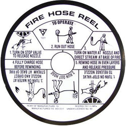 Fire Hose Reel Instruction Label - 18cm Dia. 0.35 kg