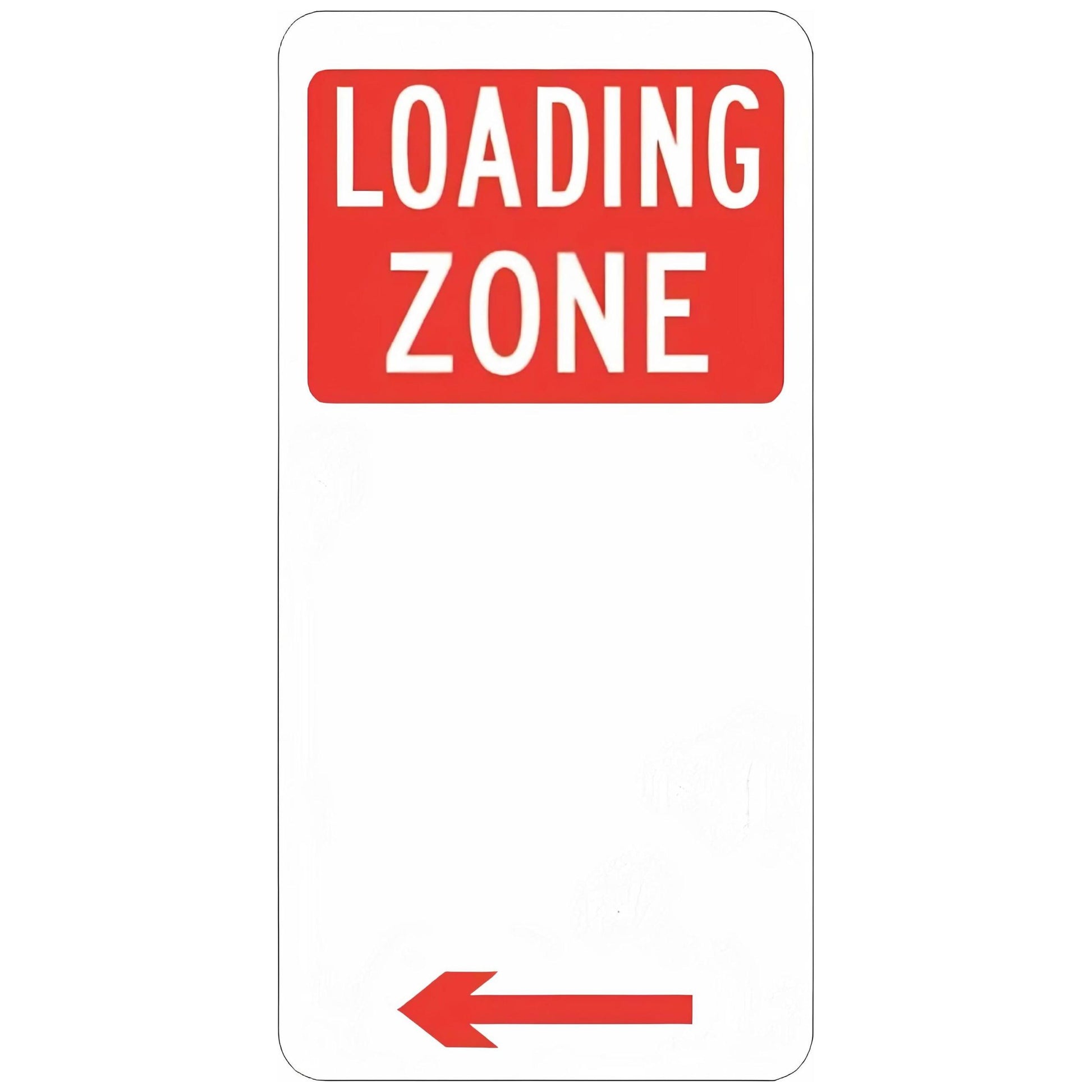 loading zone left arrow sign