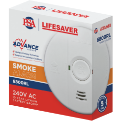 PSA LIFESAVER 5800RL-2 | 240v Photoelectric Smoke Alarm | 10 year Rechargeable Lithium Battery front image