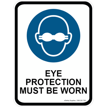 Mandatory Sign - Eye Protection Must Be Worn 3.5 kg 300mm x 450mm Material Poly ES-MSEYPMBW-P-300X450