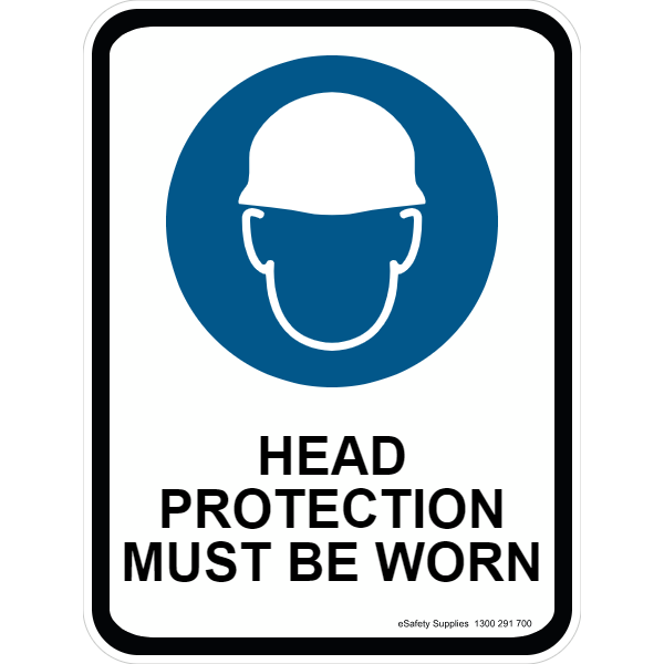 Mandatory Sign - Head Protection Must Be Worn 3.5 kg 300mm x 450mm Material Poly ES-MSHDPMBW-P-300X450