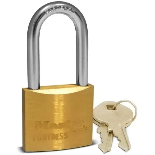 Master Lock 40mm - Fortress Brass Long Shackle Padlock 0.105 kg