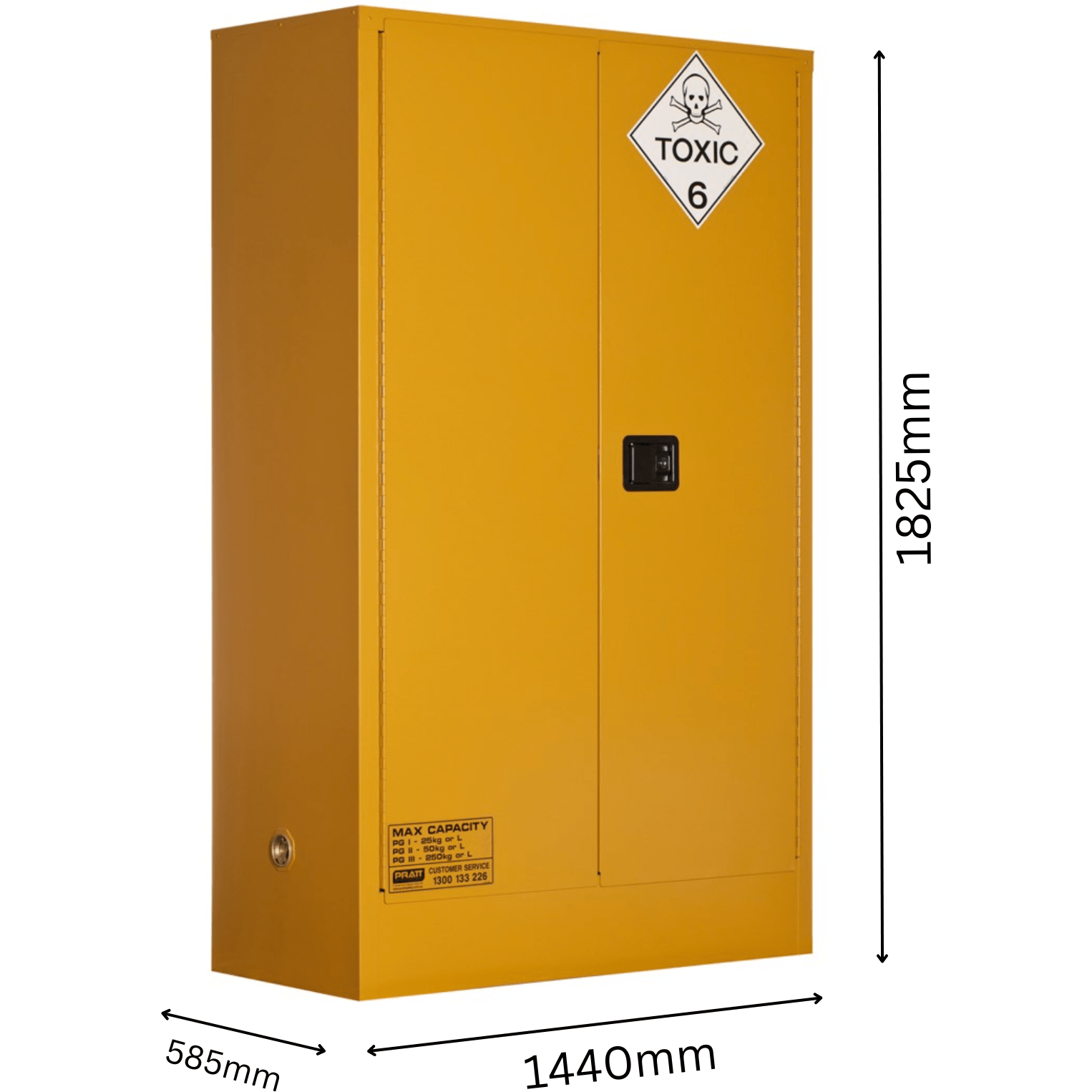 Toxic Storage Cabinet 250L XL 2 Door, 3 Shelf