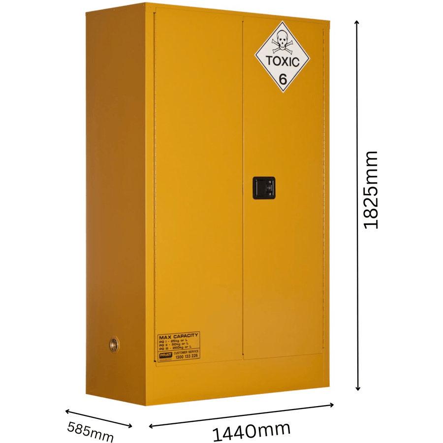 Toxic Storage Cabinet 250L XL 2 Door, 3 Shelf