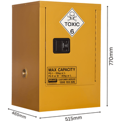 Toxic Storage Cabinet 30L 1 Door, 1 Shelf