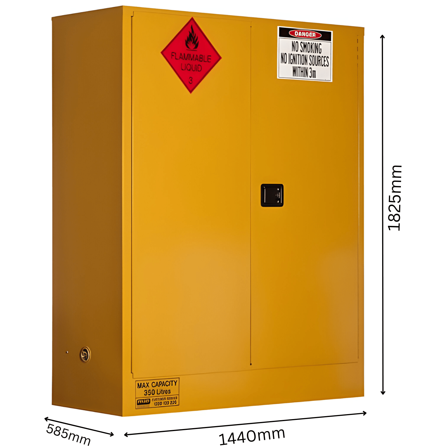 Flammable Storage Cabinet 350L 2 Door, 3 Shelf