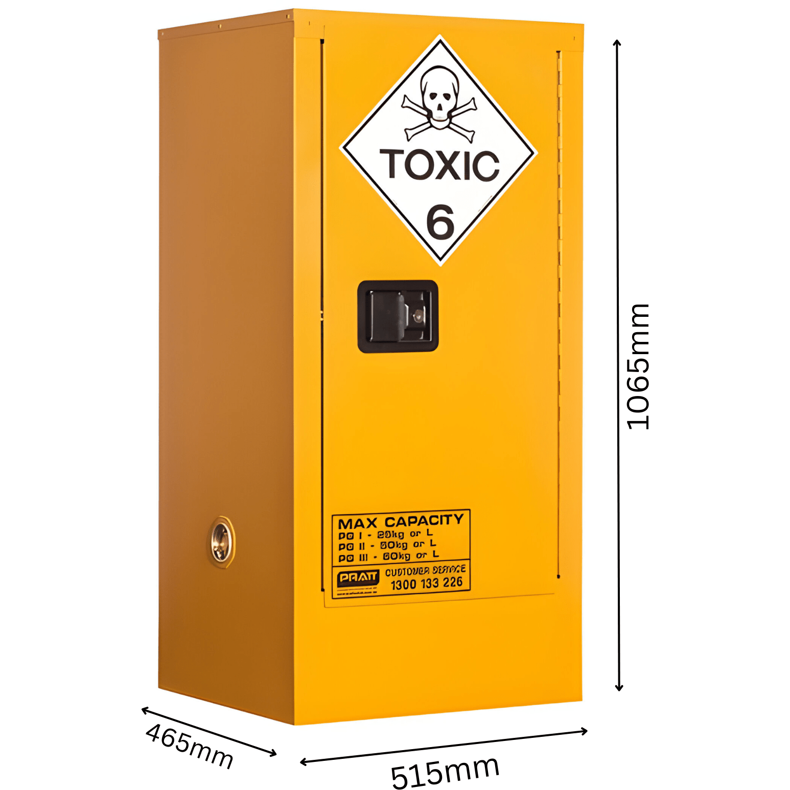 Toxic Storage Cabinet 60L 1 Door, 2 Shelf
