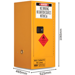 Flammable Storage Cabinet 60L 1 Door, 2 Shelf