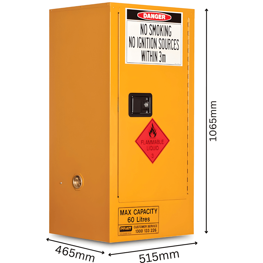 Flammable Storage Cabinet 60L 1 Door, 2 Shelf