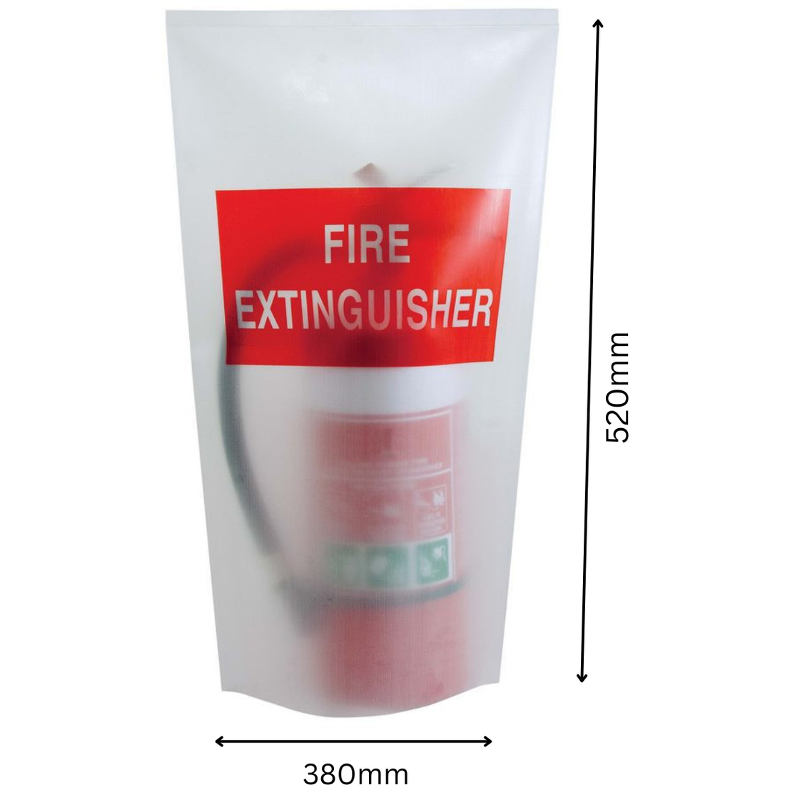 Thick UV Plastic Cover - Suits 4.5kg Fire Extinguisher (380 x 520mm)