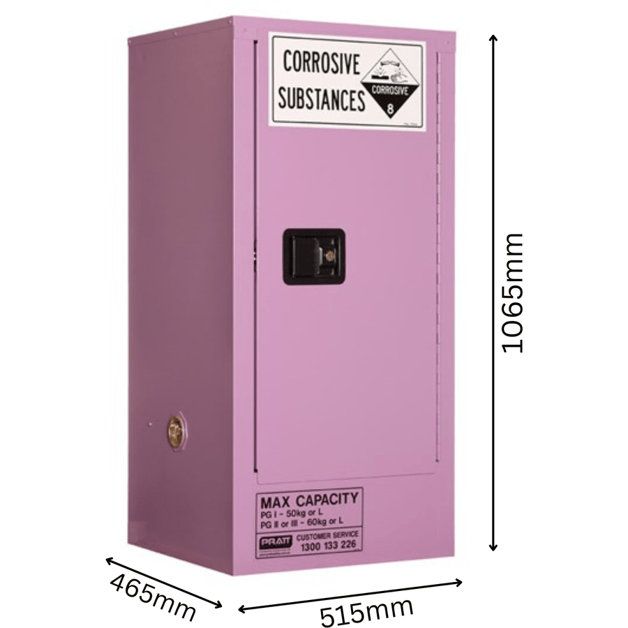 Corrosive Storage Cabinet 60L 1 Door, 2 Shelf