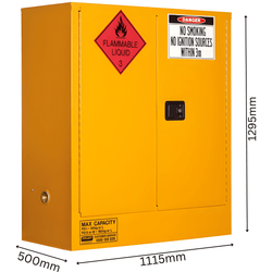 Flammable Storage Cabinet 160L 2 Door, 2 Shelf
