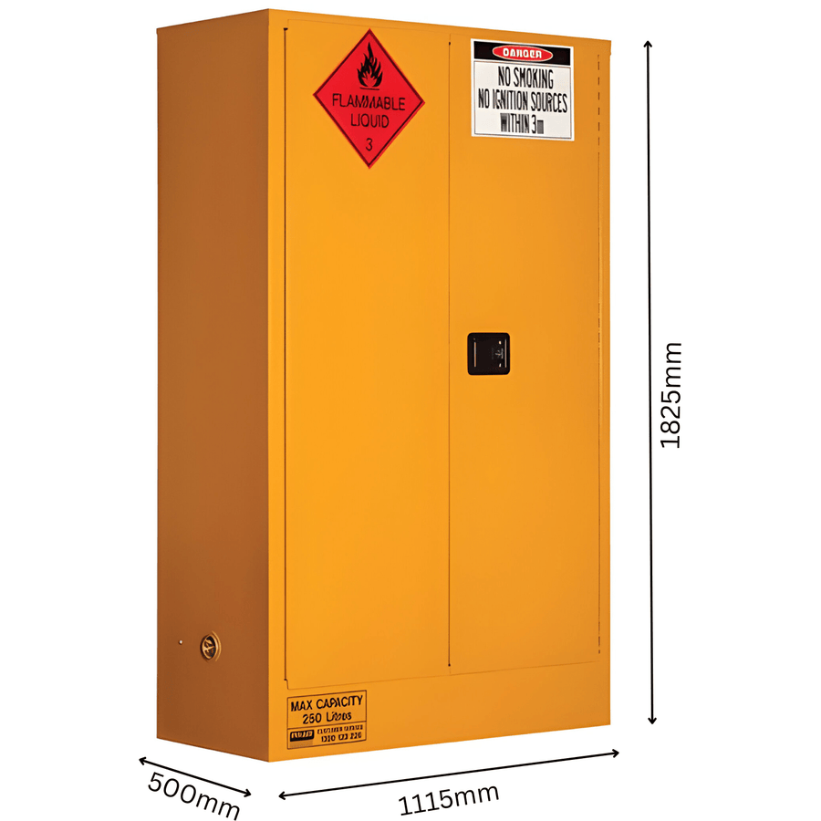 Flammable Storage Cabinet 250L 2 Door, 3 Shelf