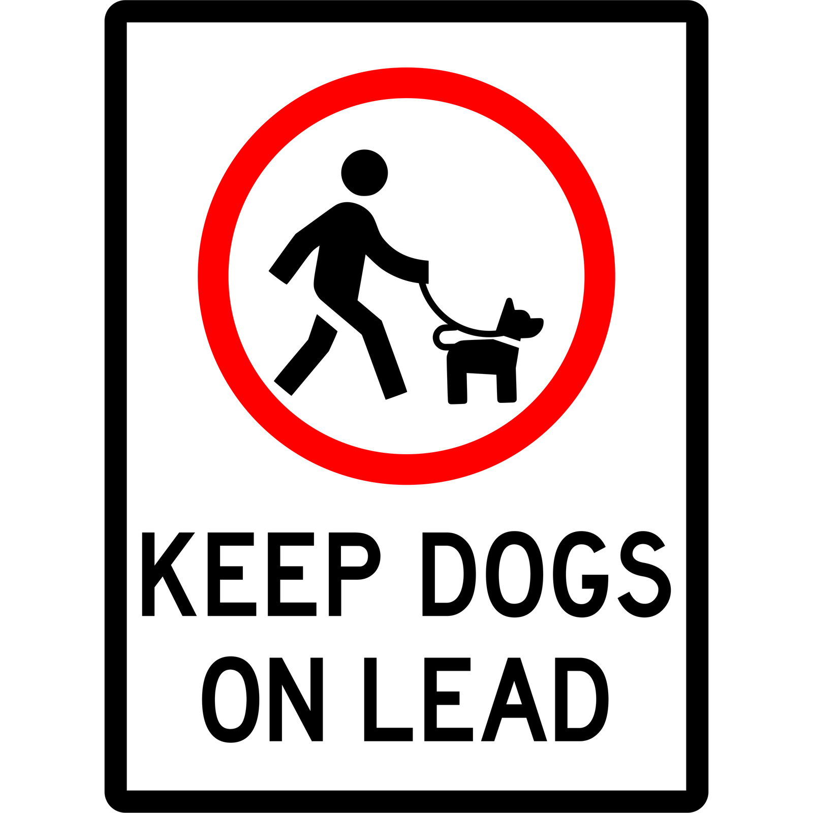Prohibition Sign - Keep Dogs On Lead 3.5 kg 300mm x 450mm
