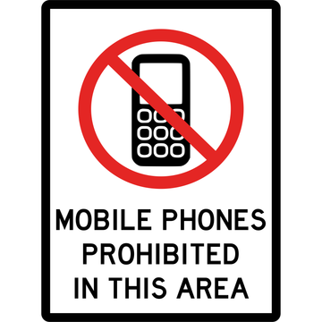 Prohibition Sign - Mobile Phones Prohibited In This Area 3.5 kg 300mm x 450mm