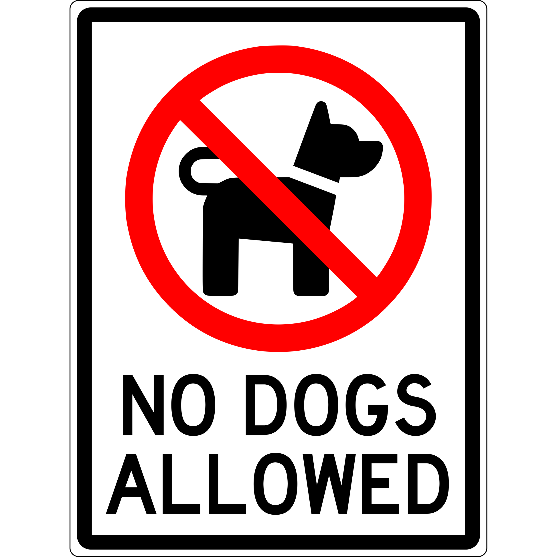 Prohibition Sign - No Dogs Allowed 3.5 kg 300mm x 450mm