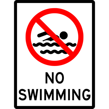 Prohibition Sign - No Swimming 3.5 kg 300mm x 450mm