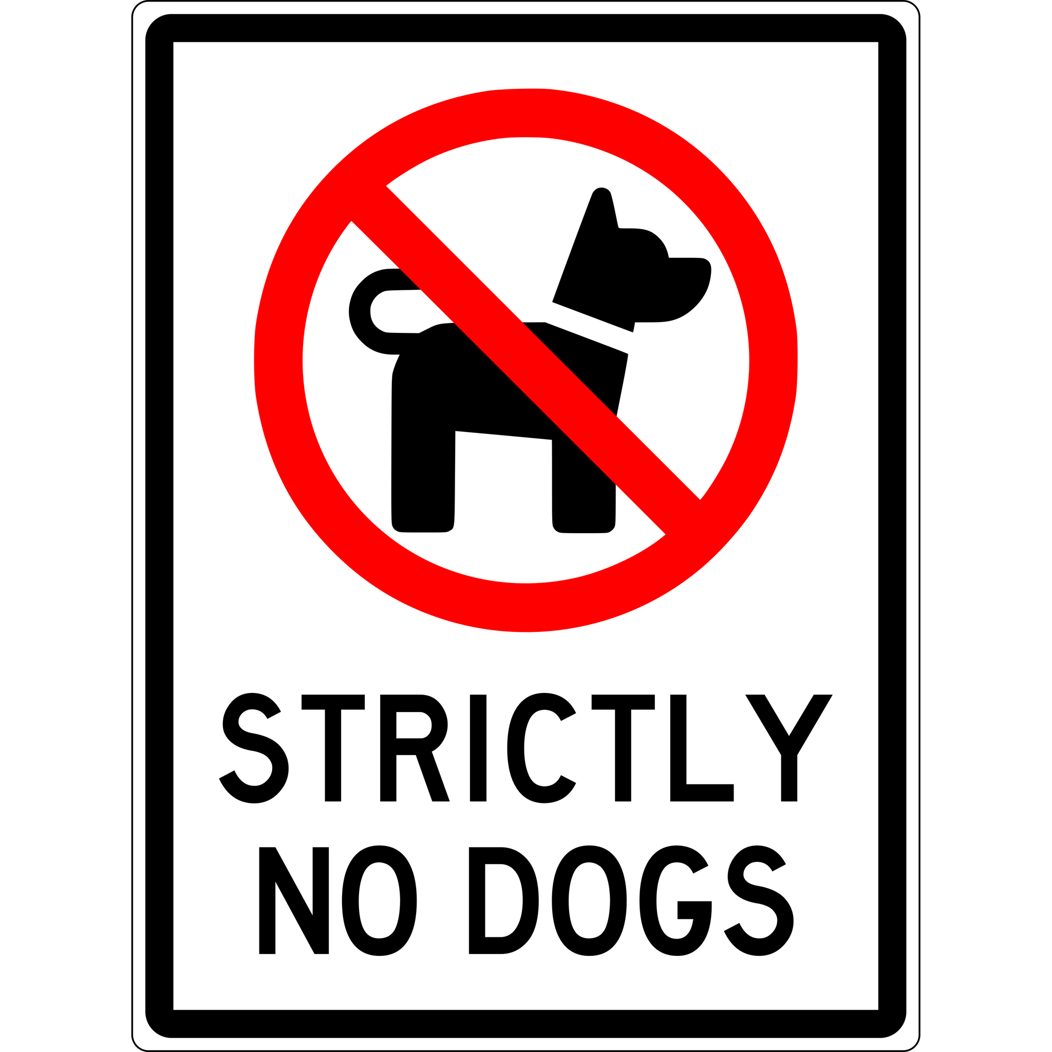 Prohibition Sign - Strictly No Dogs 3.5 kg 300mm x 450mm