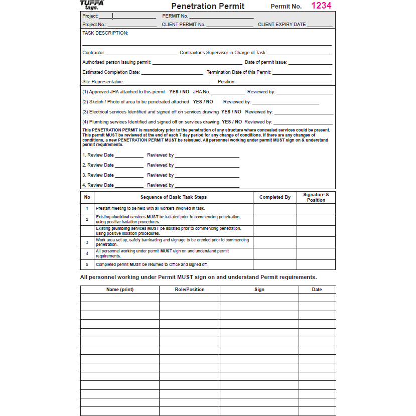 Penetration Permit Book