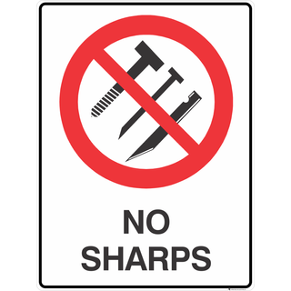 No Sharps Sign - Symbol 3.5 kg 300mm x 450mm