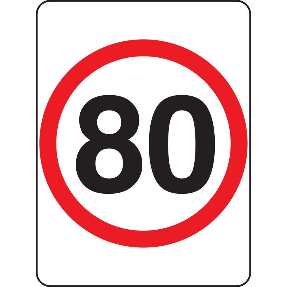 80km Speed Sign - 600x800mm 0.7 kg