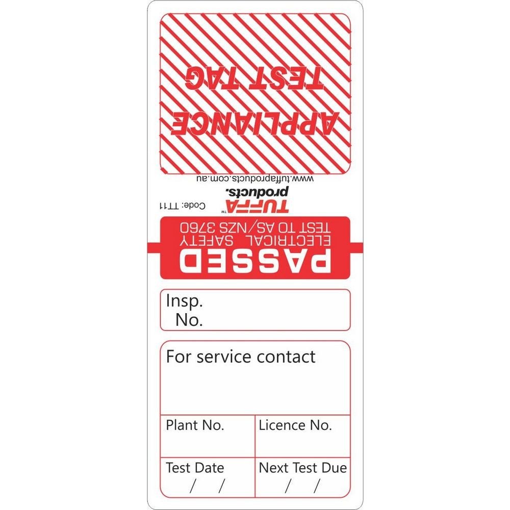 Test & Tag Red - 180mm x 32mm (Packs of 100) 0.525 kg Color Red TT11