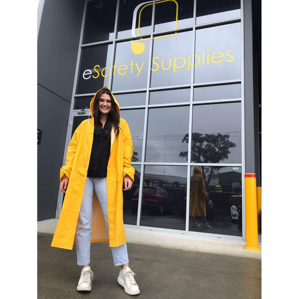 Yellow Full Length PVC Rain Coat 0.7 kg Size Large RCL