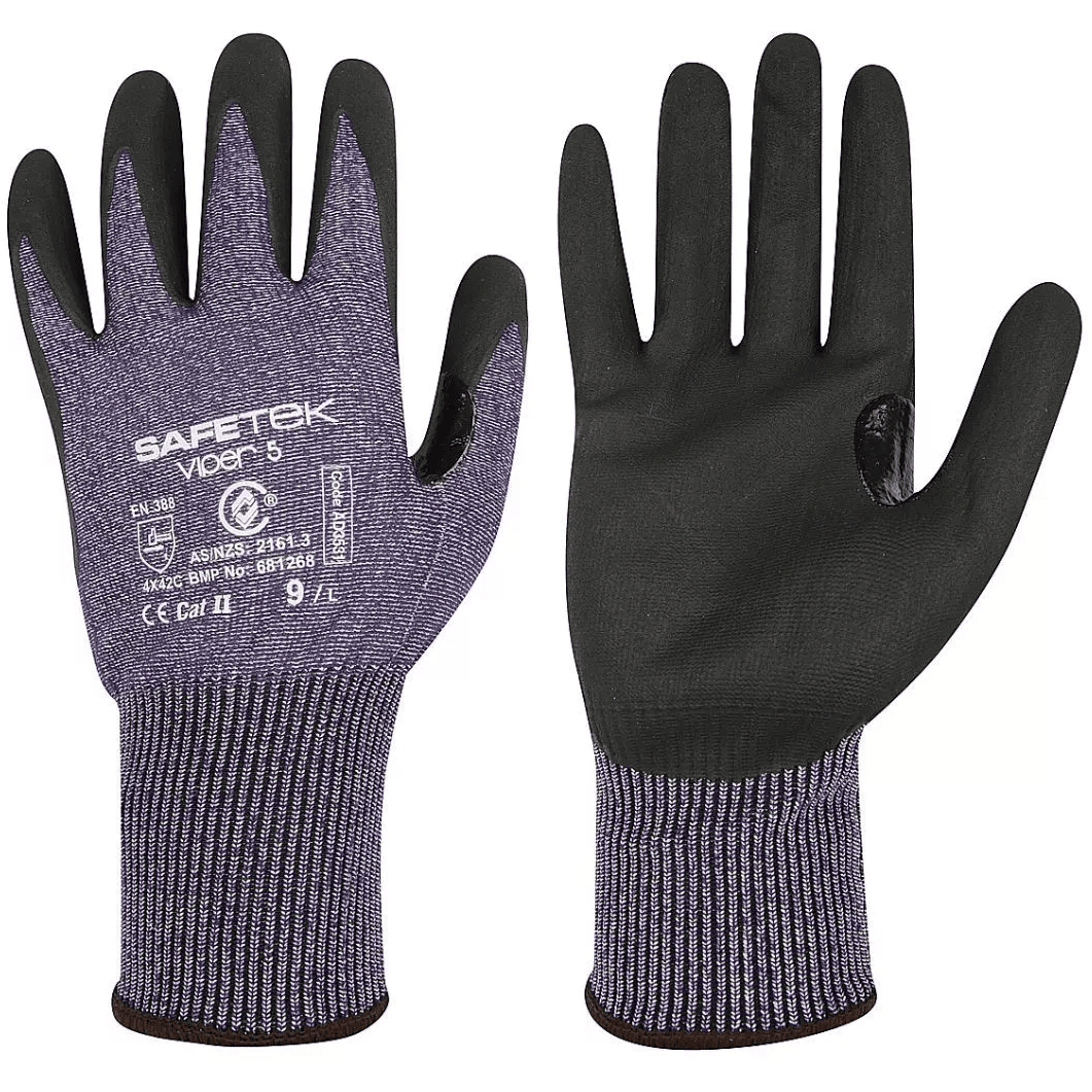 Safetek VIPER 5 Cut Resistant Safety Gloves 3.5 kg size XS AD3531-06-XS