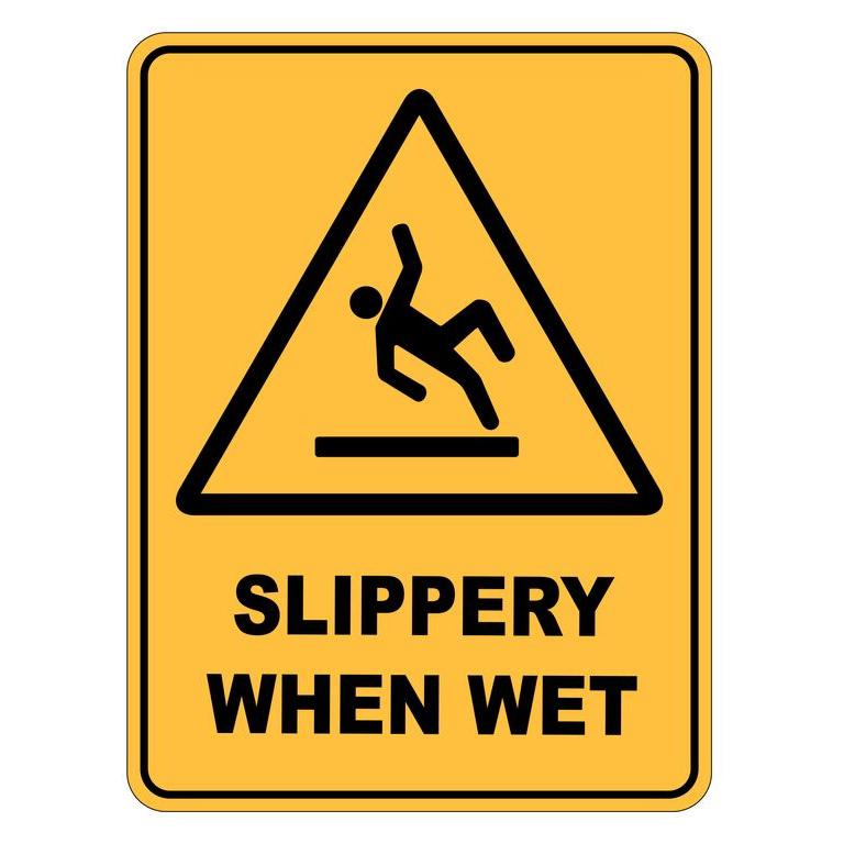 Warning Sign - Slippery When Wet - 450 x 600mm 0.7 kg