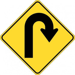 Right Arrow Hairpin Bend Sign - 600x600mm 0.7 kg