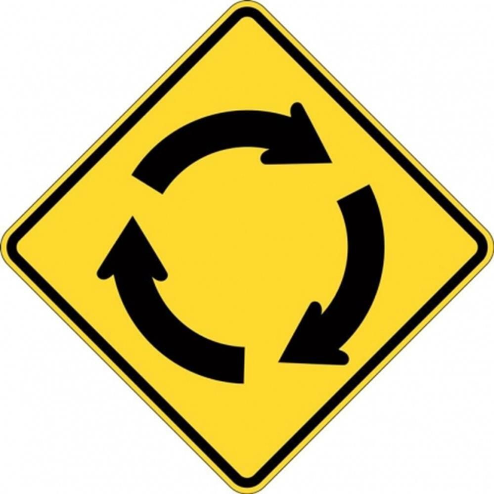 Roundabout Ahead Sign - 600x600mm 0.7 kg