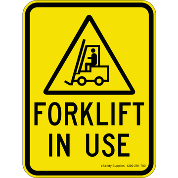 Warning Sign - Forklift In Use - 450 x 600mm 0.7 kg