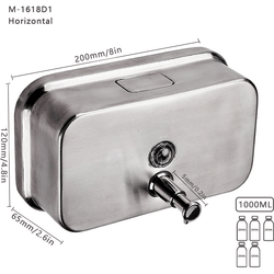 LUVELLE Liquid Soap Dispenser – Stainless Steel – Horizontal – 1100ml