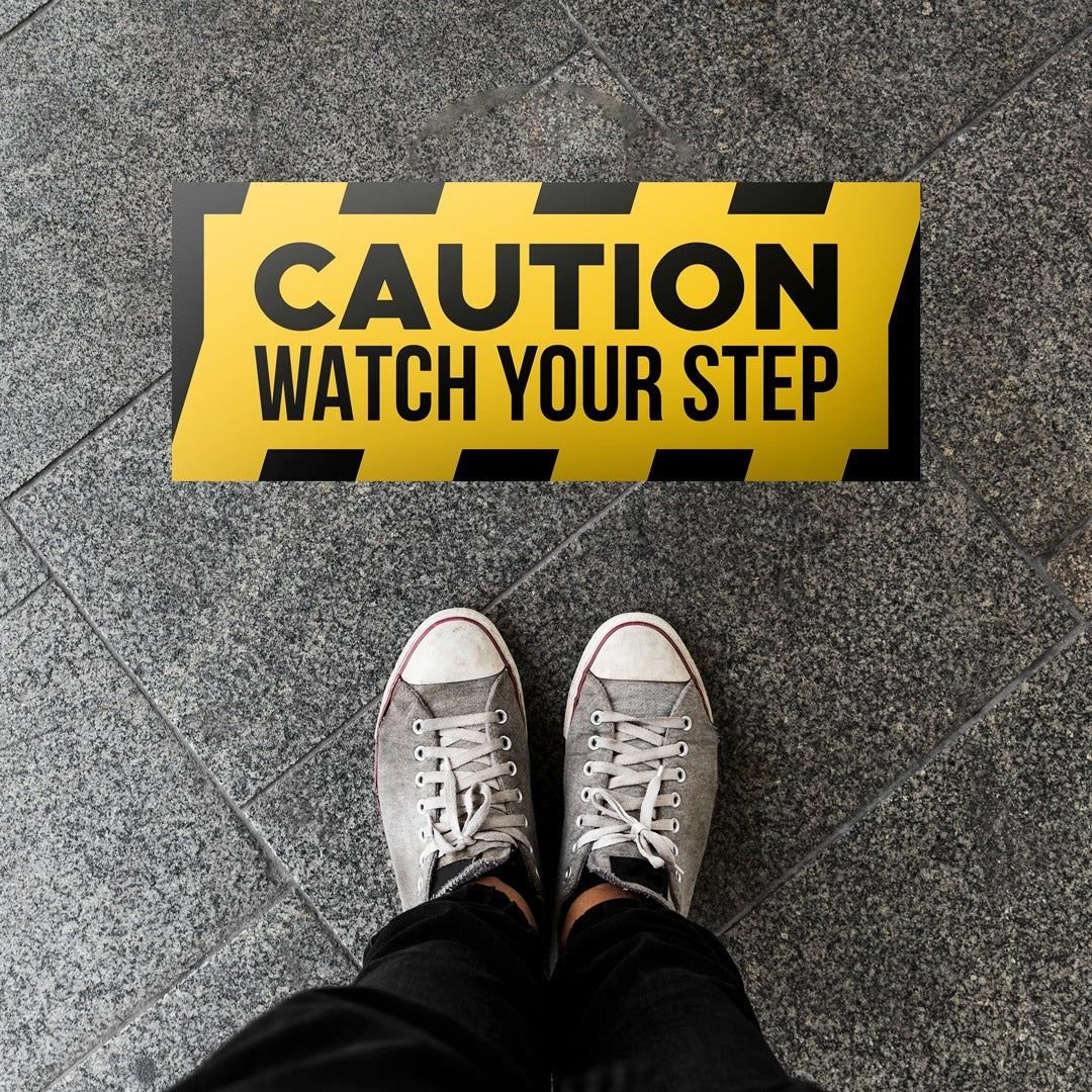 Caution Watch Your Step Floor Sticker - 450 x 180mm 3.5 kg