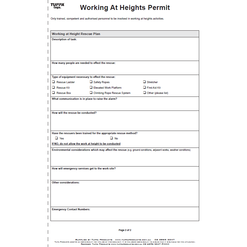 Working At Heights Permit Books