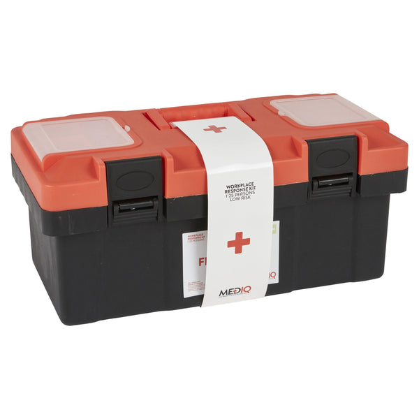 Mediq First Aid Kit Workplace — Orange/Black Plastic Tackle Box