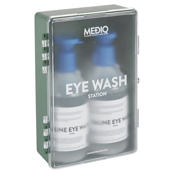 Mediq Eyewash Station Enclosed Plastic Cabinet — Translucent/Green